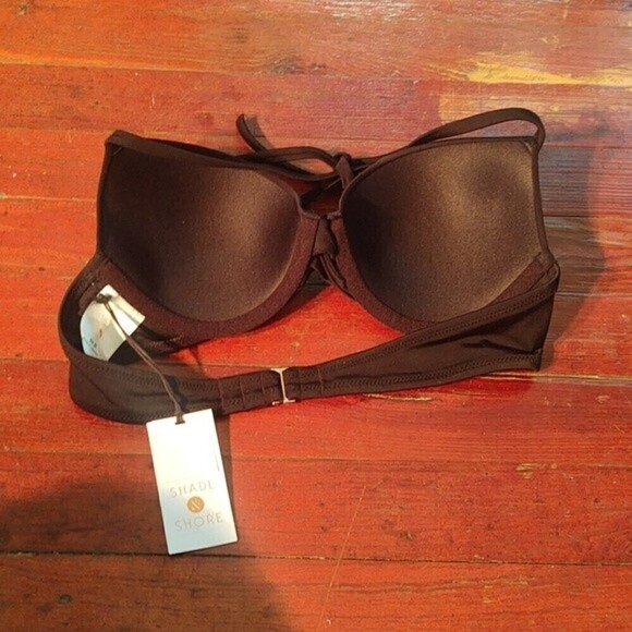 Shade & Shore Black Wrap Lightly Lined Bikini Top Sz 34B NWT - Picture 7 of 8